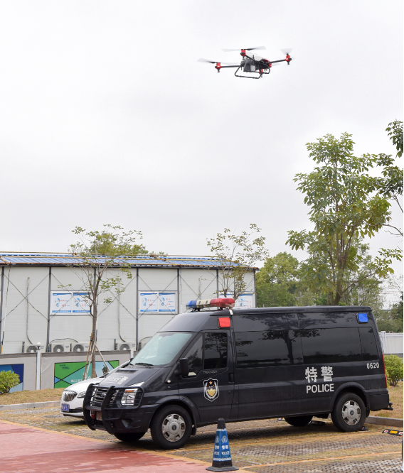 XPlanet drone disinfected police car