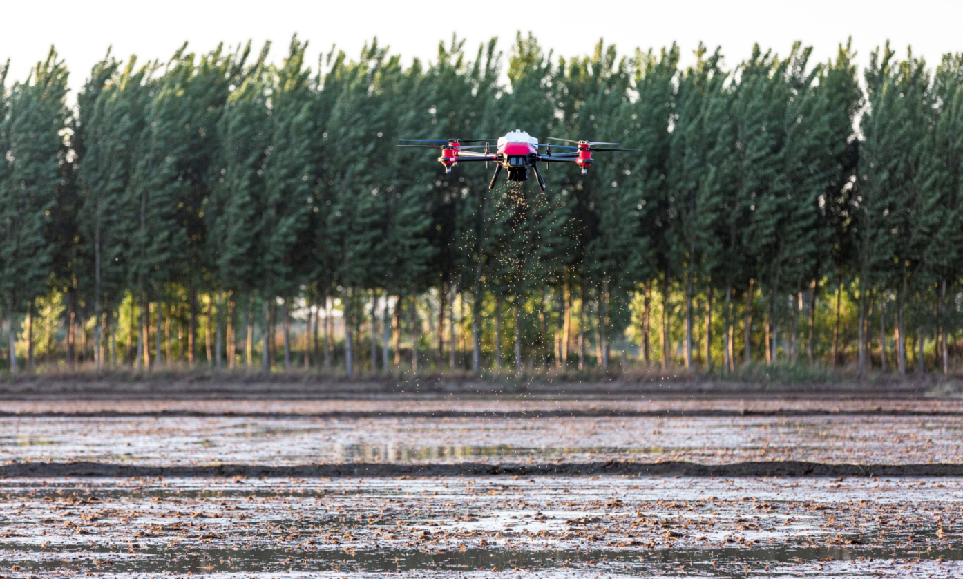 XAG Agricultural UAS spread seeds during this spring planting