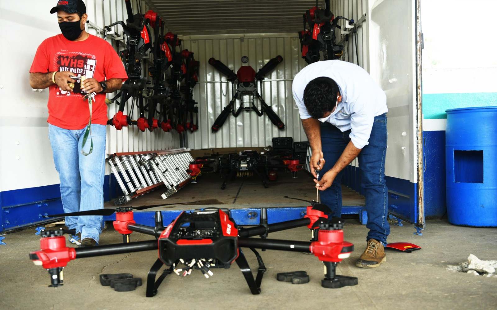 One done, more to go. It is always necessary to check the drones’ propellers before and after operations. (Ecuador, source: Megadrone S.A.)