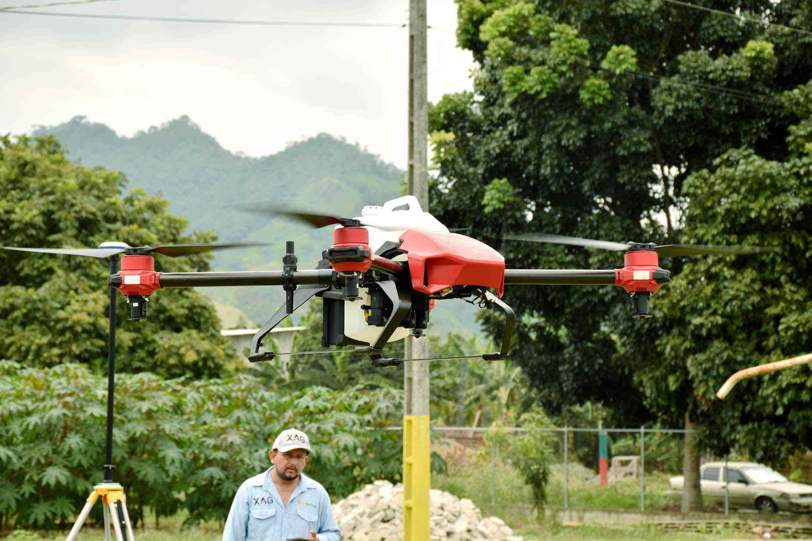 XAG drone demonstrating in the Technical University of Manabí (UTM), Ecuador