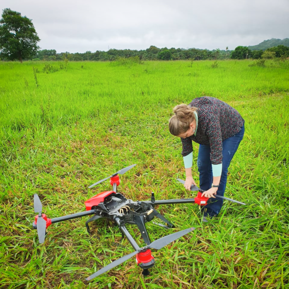 Regina was setting an XAG agricultural drone before it was carried to an operation