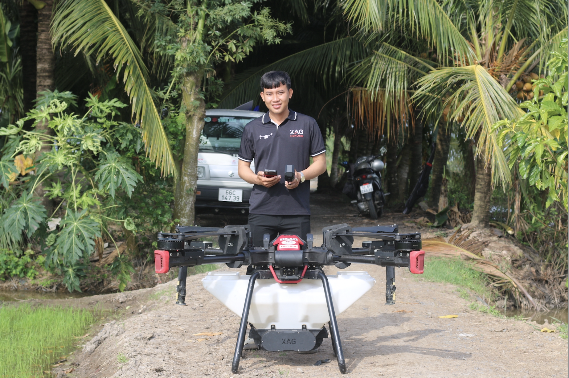 Tran Minh Man and his XAG P100 Agricultural Drone