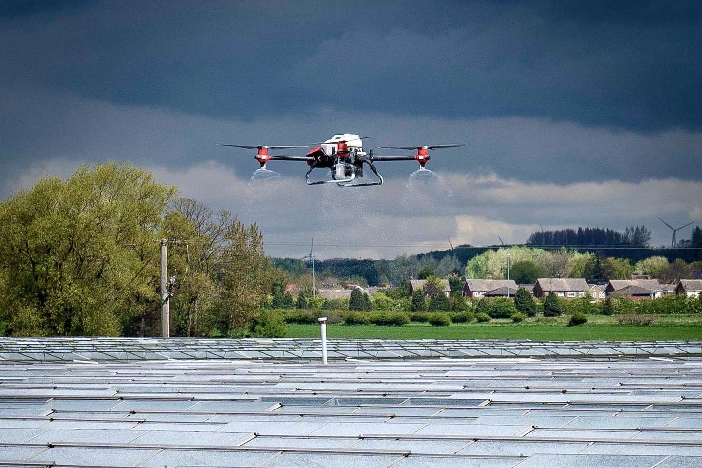 XAG Drone in Greenhouse Shading Operation