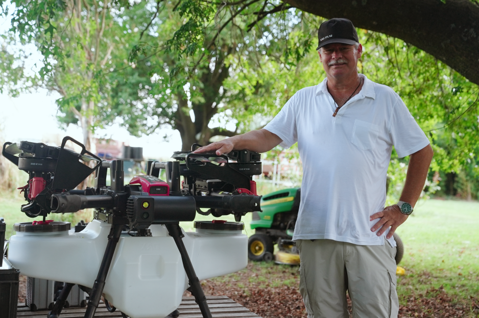 Tomás with his XAG P150 agricultural drone